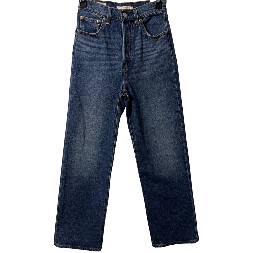 Nwt Levi's Women's Ribcage Straight Ankle Button Fly Jeans Blue Color Size 25x27